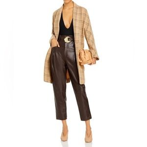 🎀Vince collarless Plaid Wool-Blend long Coat xs Euc